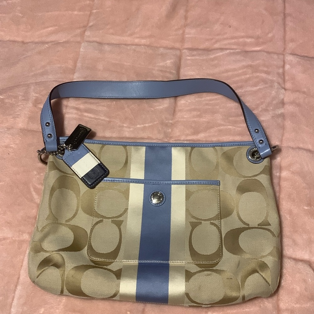 Coach L1276-22418M Hampton Weekend Signature Stripe Shoulder Crossbody Option